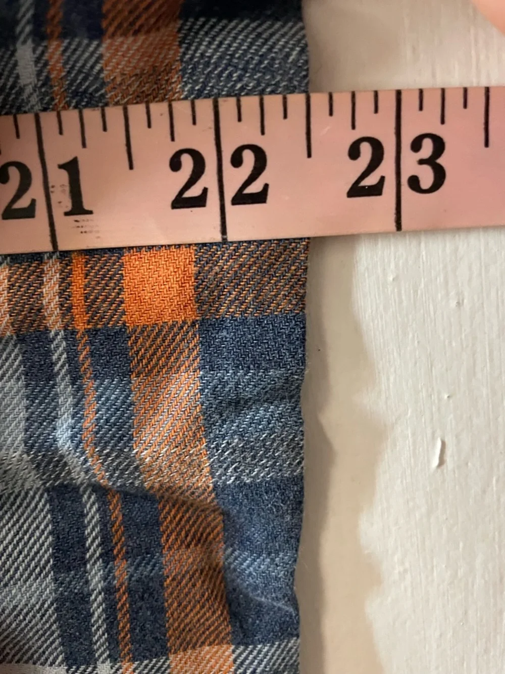 Flag & Anthem Men’s Plaid Button Up Long Sleeve Shirt Navy Orange Black Medium M